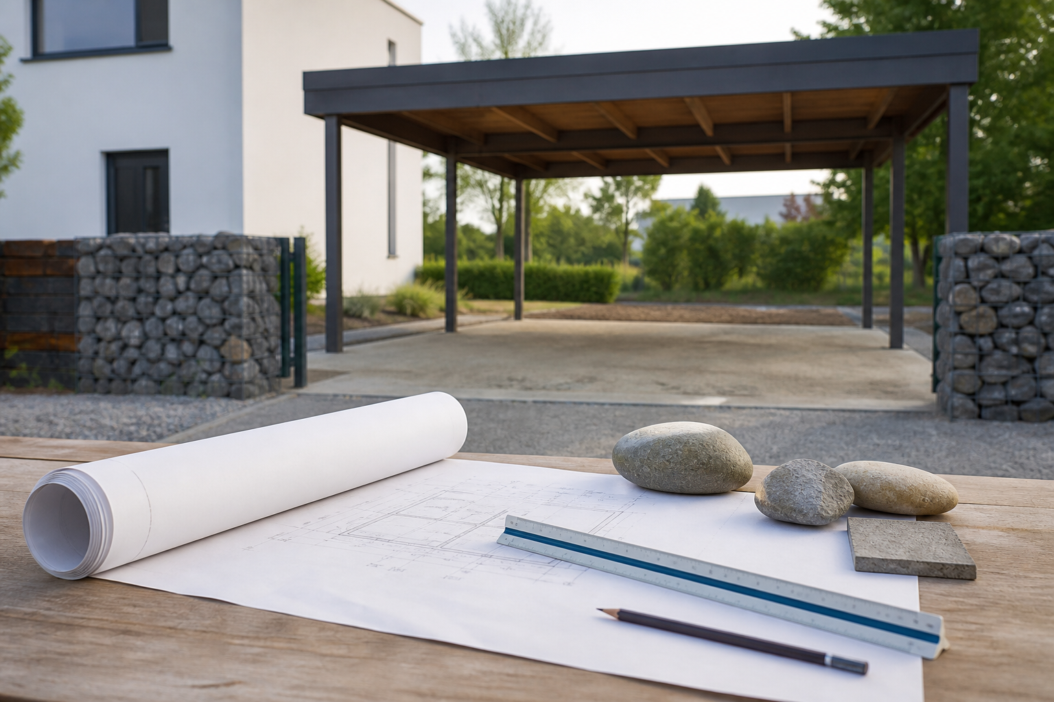 Illustrative Darstellung zum Ratgeberthema Carport und Baugenehmigung: Zuständigkeit zuerst klären